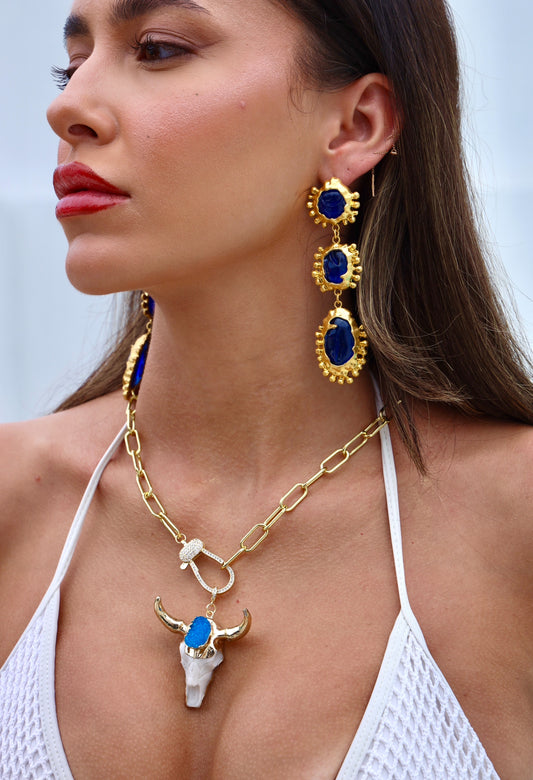 Bohemian Escapades Antler Necklace in Blue