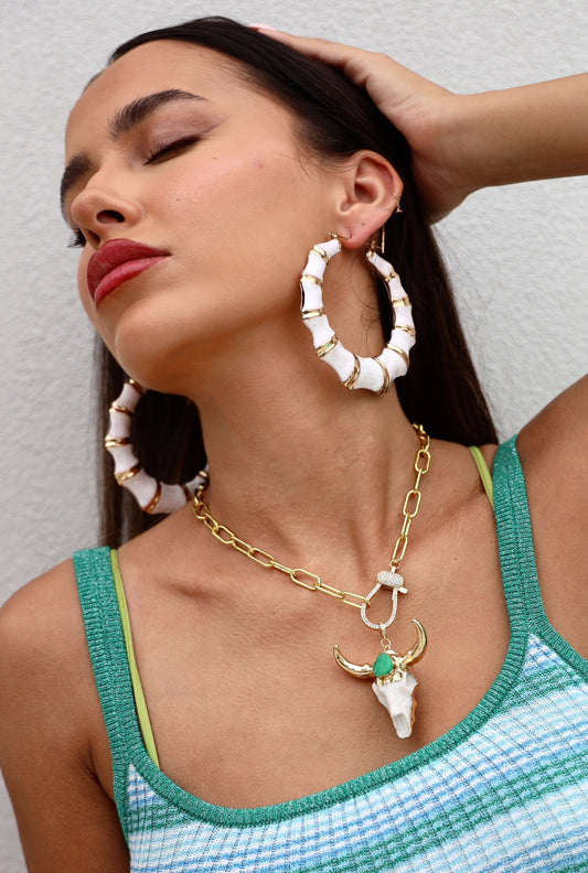 Bohemian Escapades Antler Necklace in Green