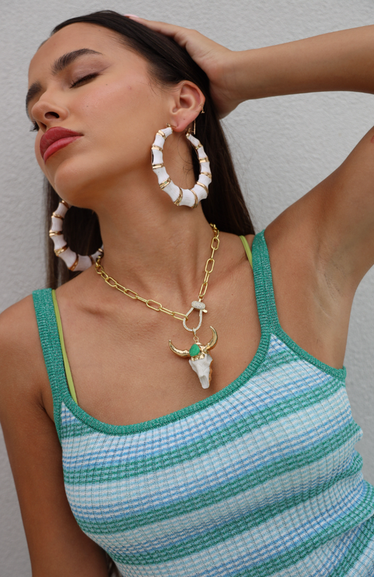 Sunset Dancing White Hoop Earring