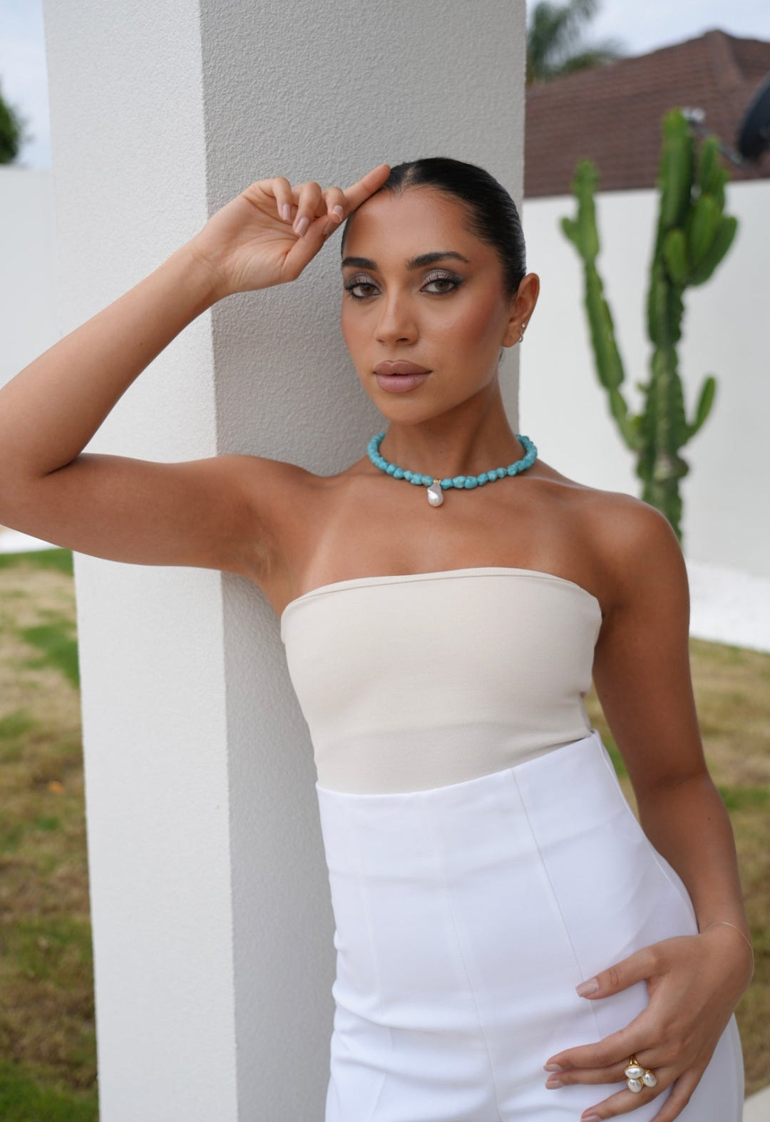 Amalfi Turquoise and Pearl Micro Necklace