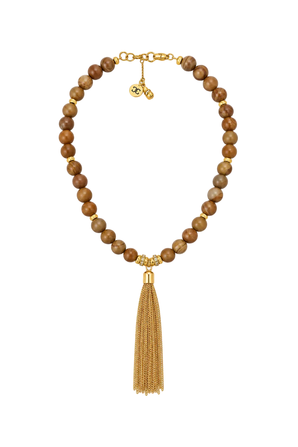 Cruz Charm Tassel Necklace Camel