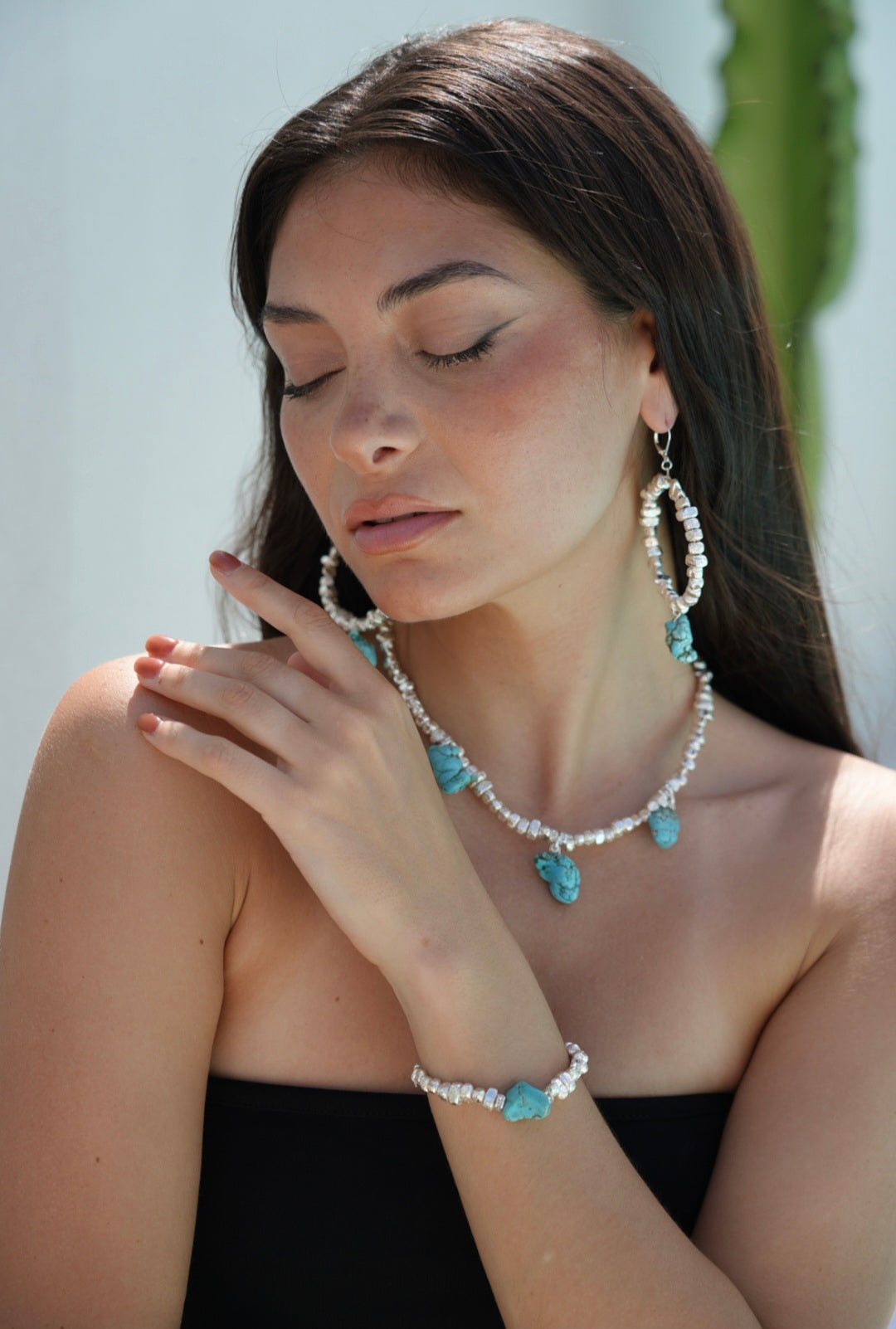 Amalfi Waters Triple Turquoise Silver Necklace