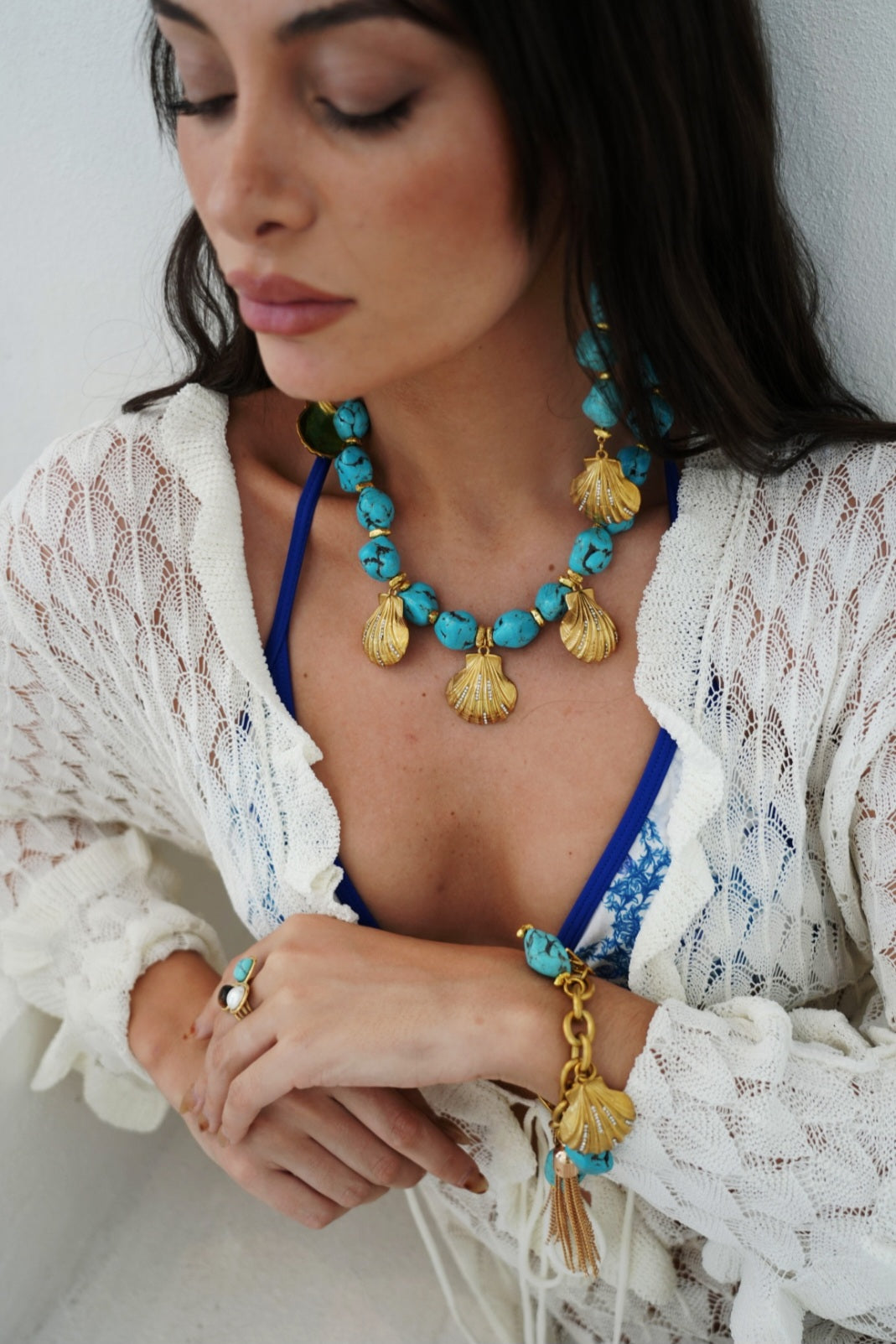 Azure Shell Charm Bracelet