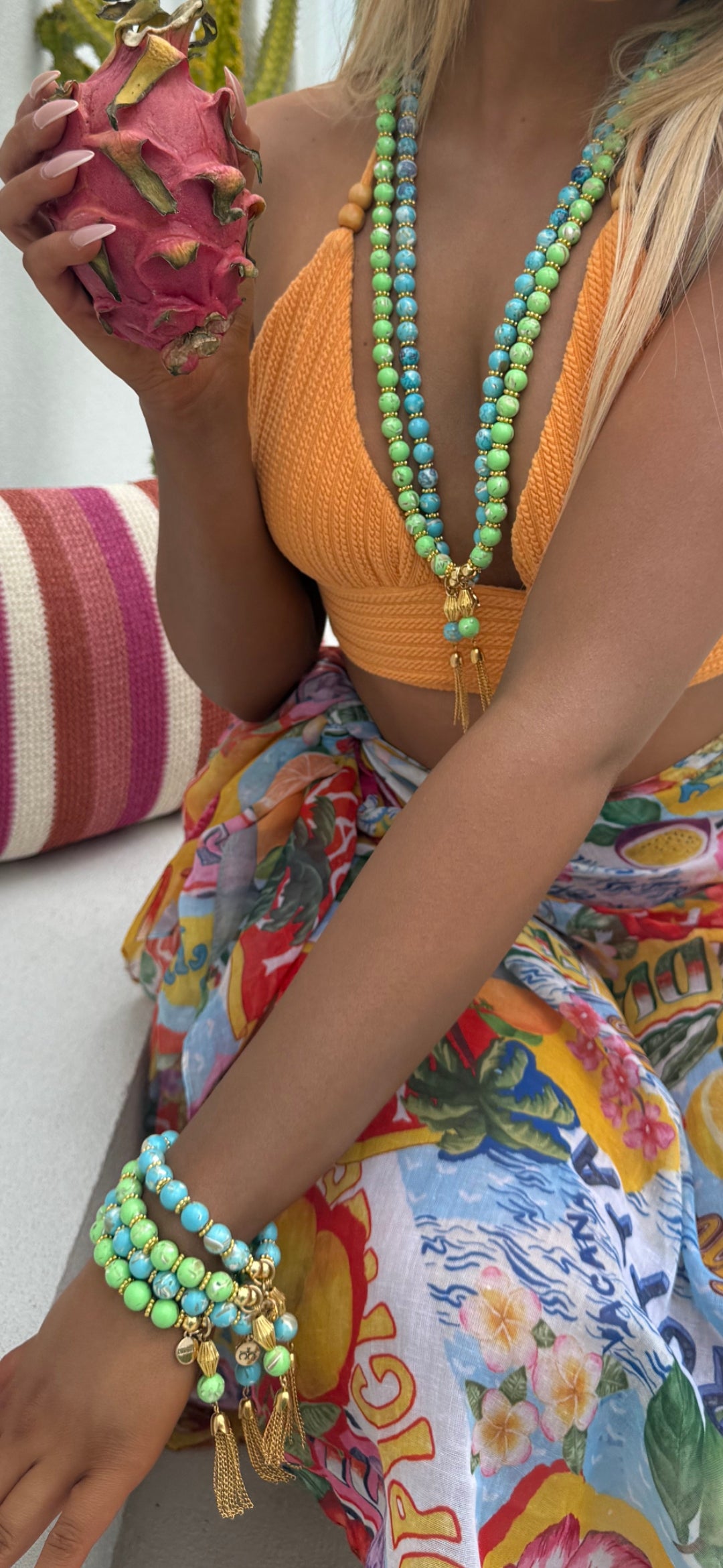 Cruz Charm Necklace Pistachio