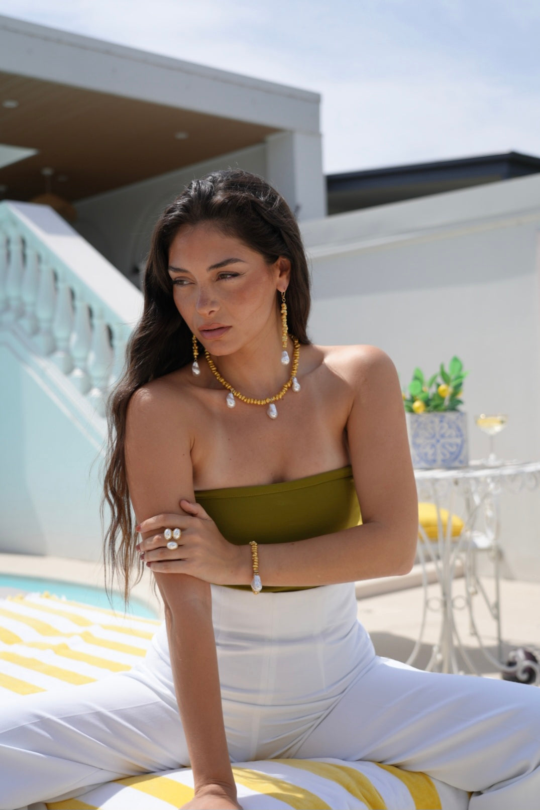 Amalfi Pearl Gold Duster Earrings