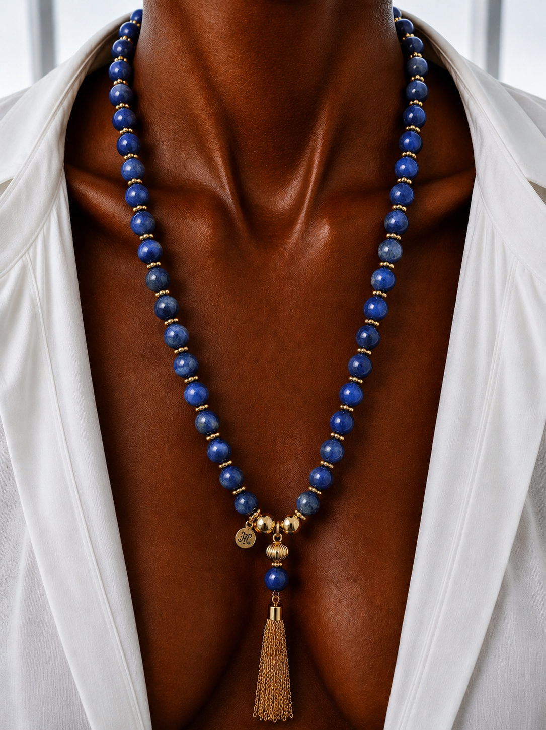 Cruz Charm Necklace Cobalt Blue