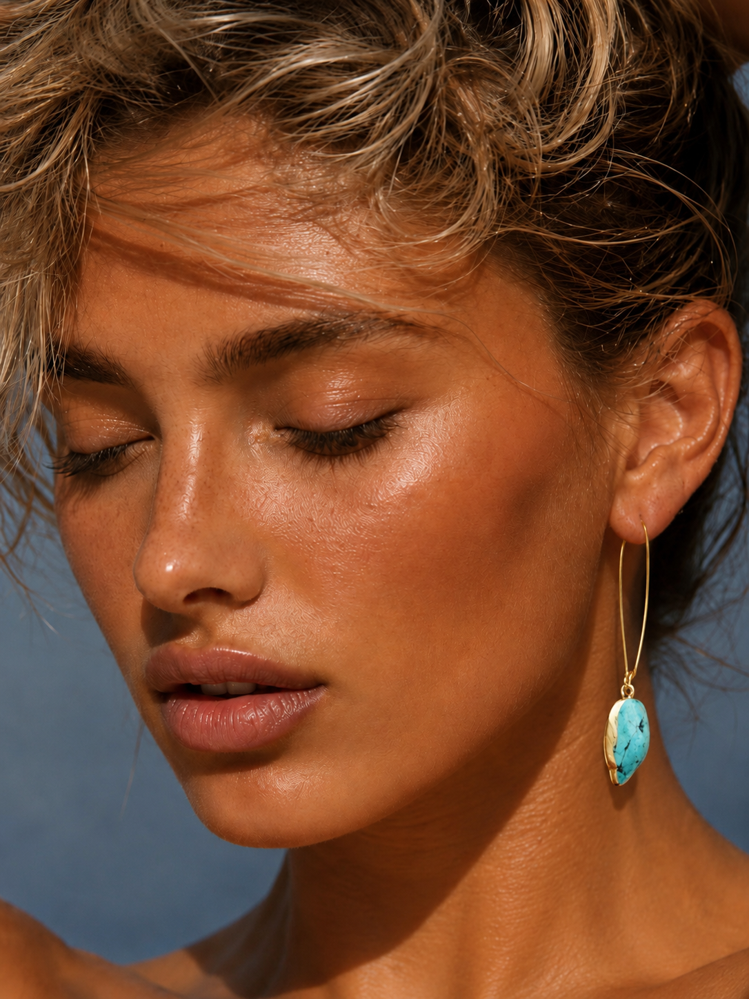 Azuura Turquoise and Gold Large Hook Earrings