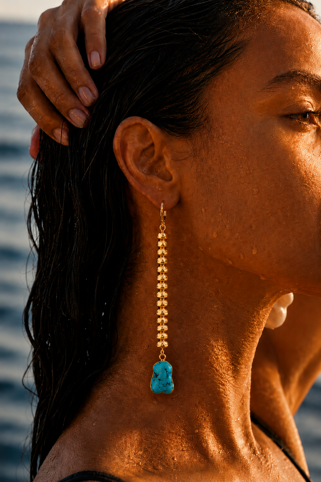 Amalfi Gold and Turquoise Duster Earrings