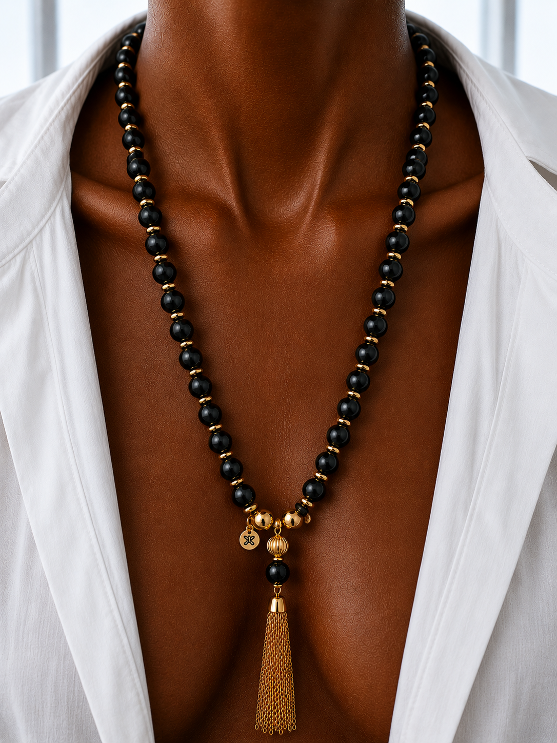 Cruz Charm Necklace Jet