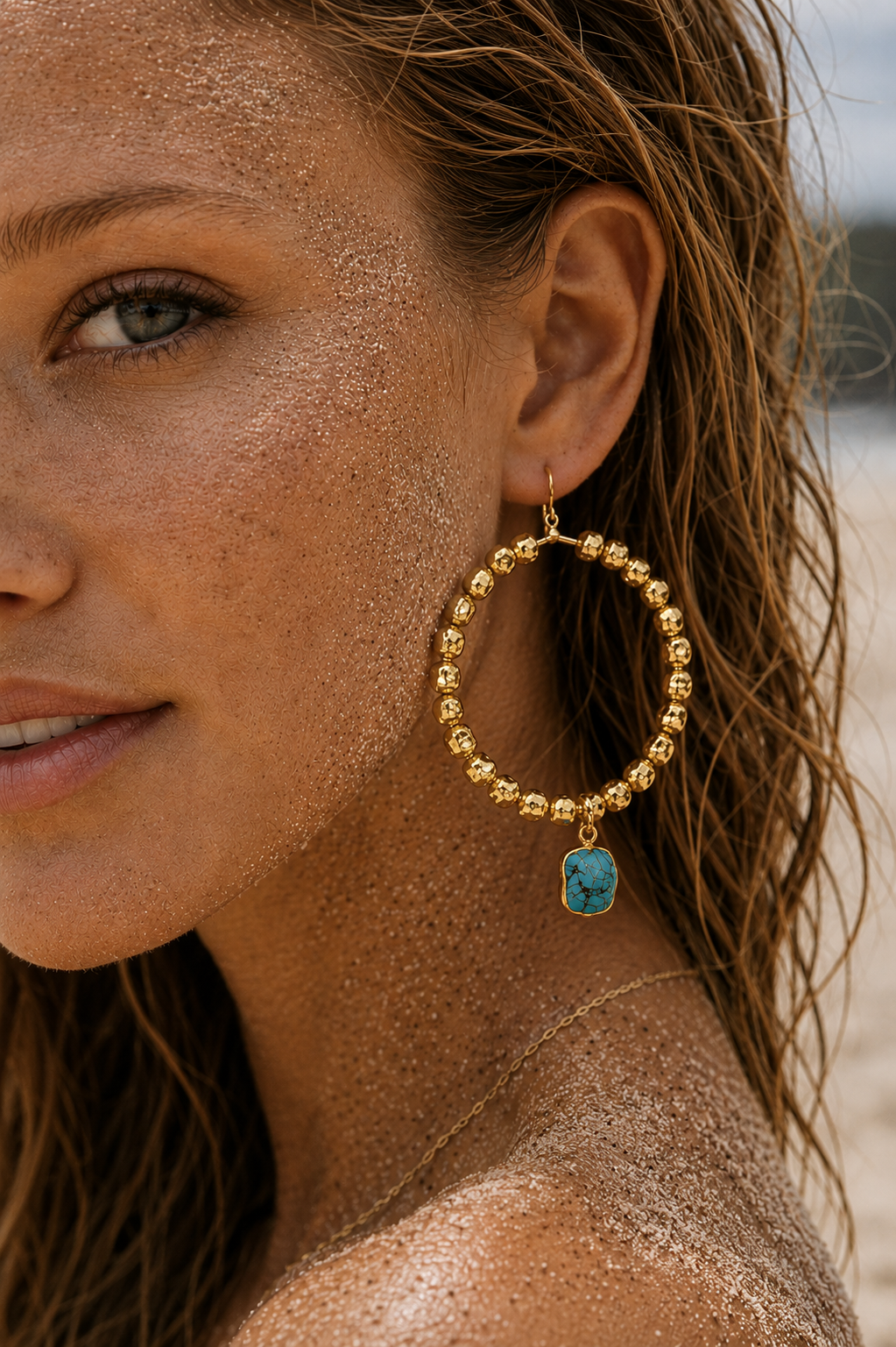 Azure Drop Hoop Earrings