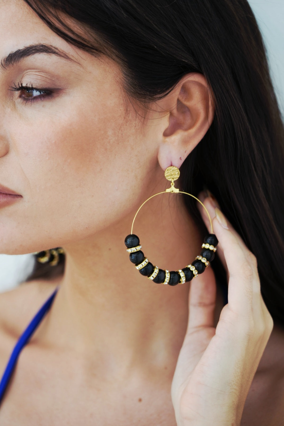 Valencia Black Hoop Earrings