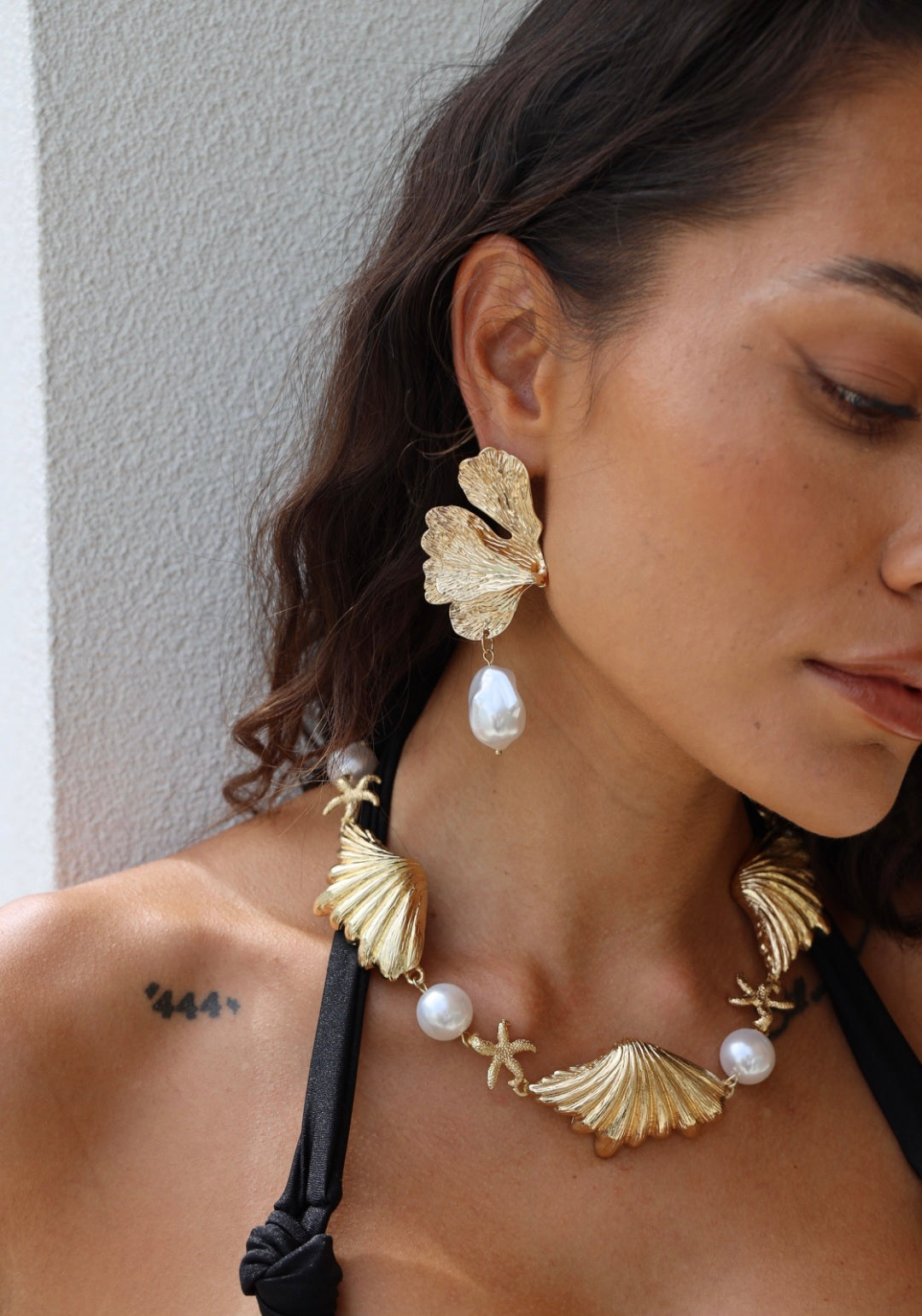 Underwater Forest Earring in Gold Pearl