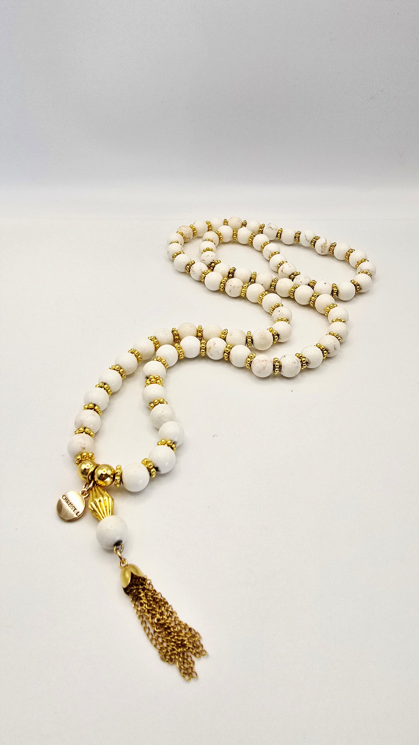 Cruz Charm Necklace White