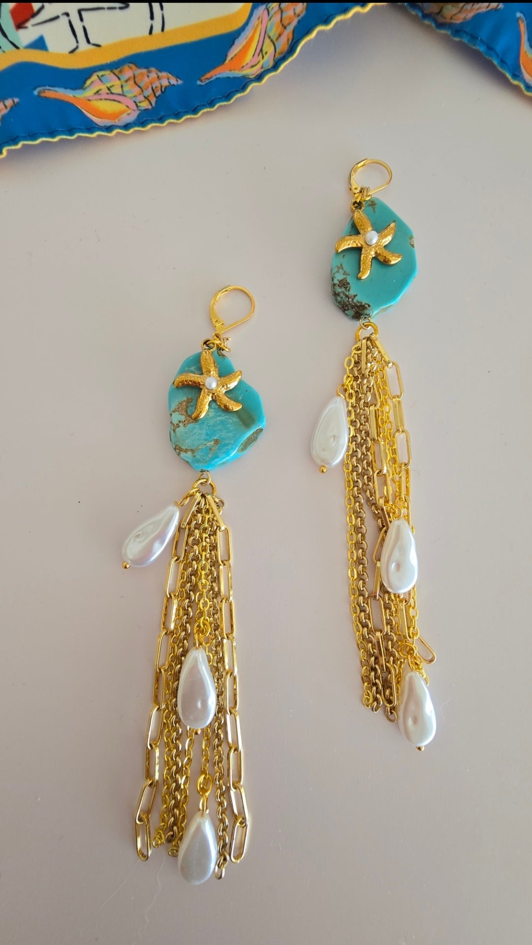 Star Dust Turquoise Duster Earrings