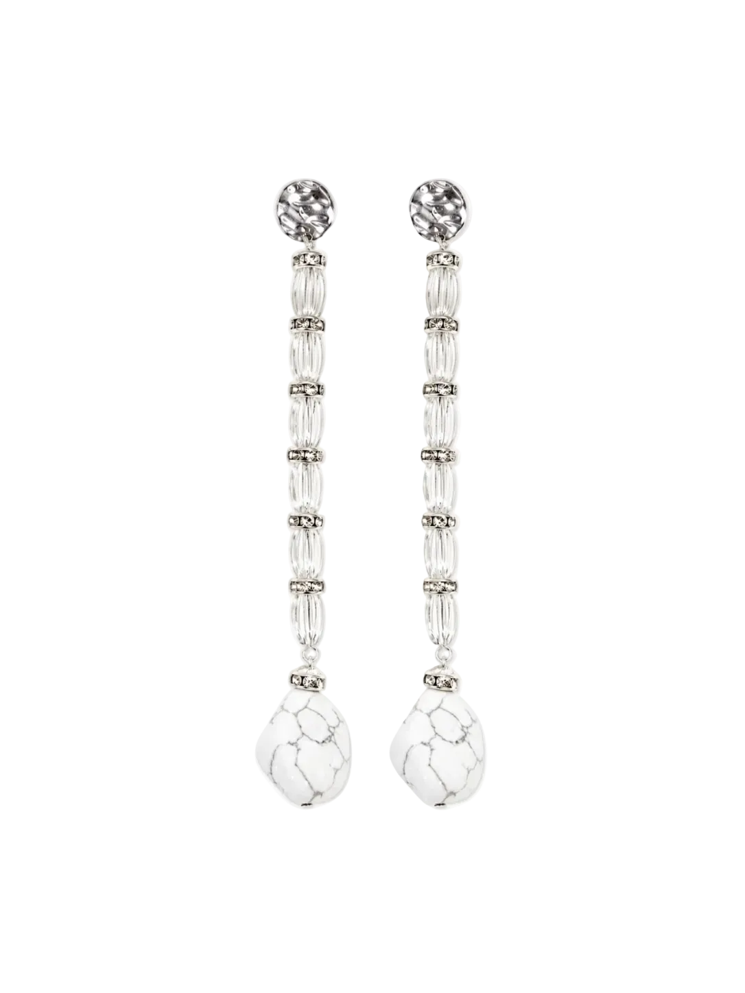 AMALFI WHITE & SILVER COLUMN EARRINGS