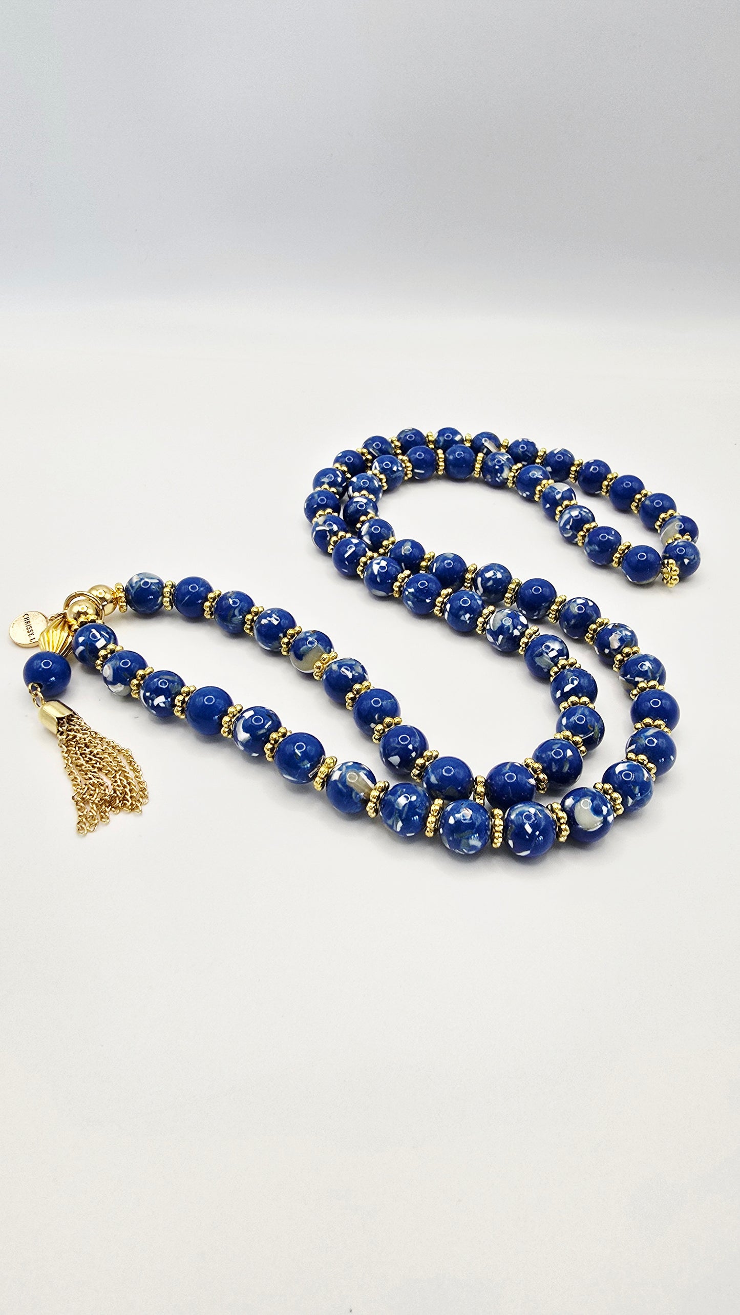 Cruz Charm Necklace Cobalt Blue