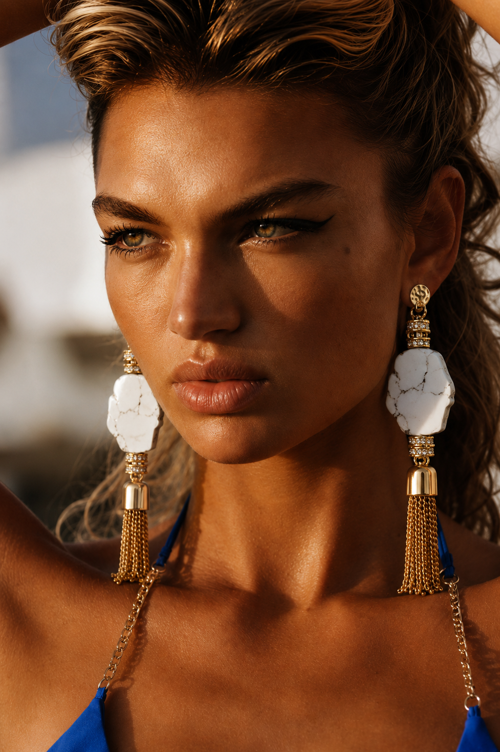 Azzura Statement Ivory Fringe Earrings