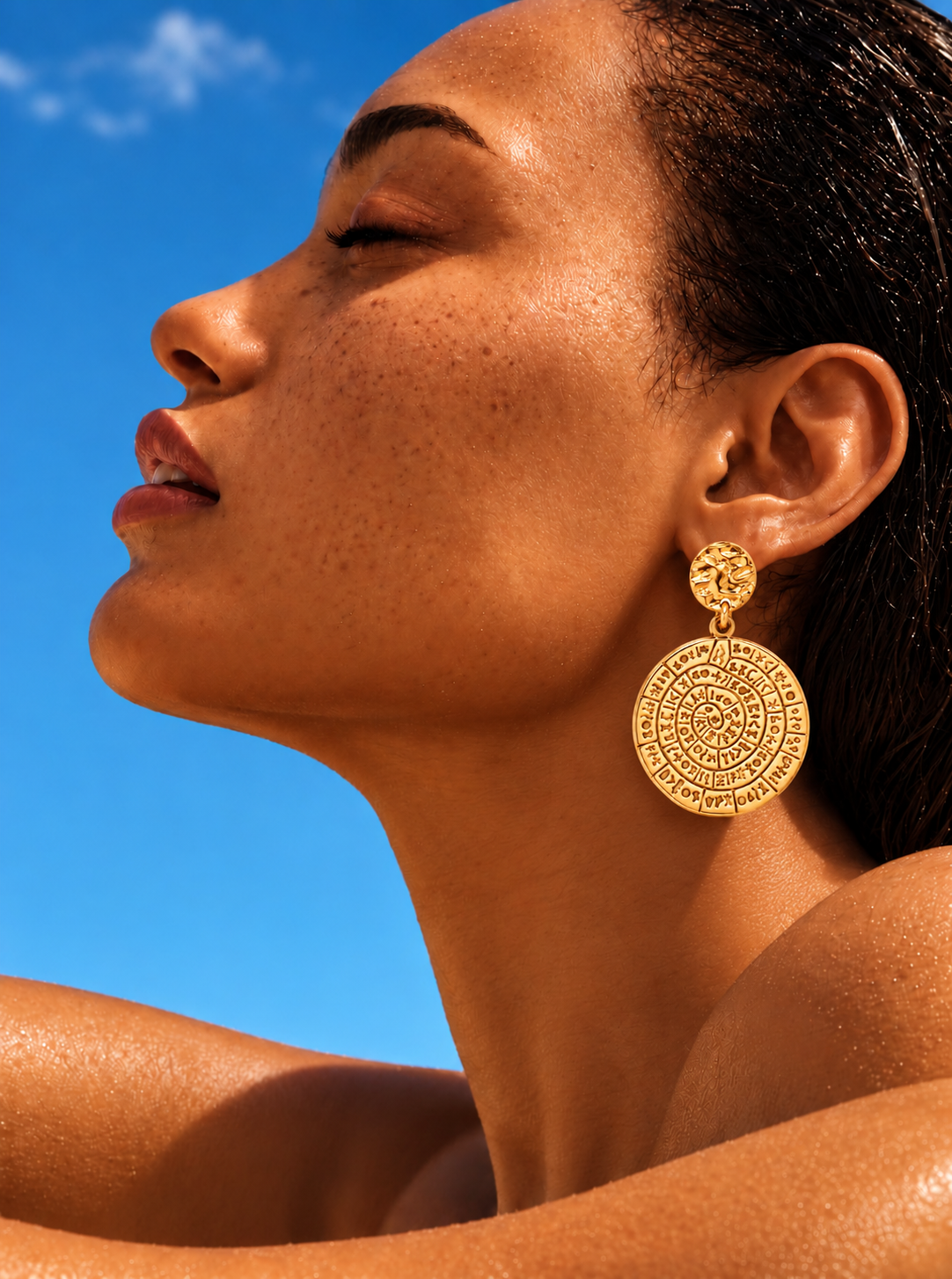 Cruz Coin Stud Earrings