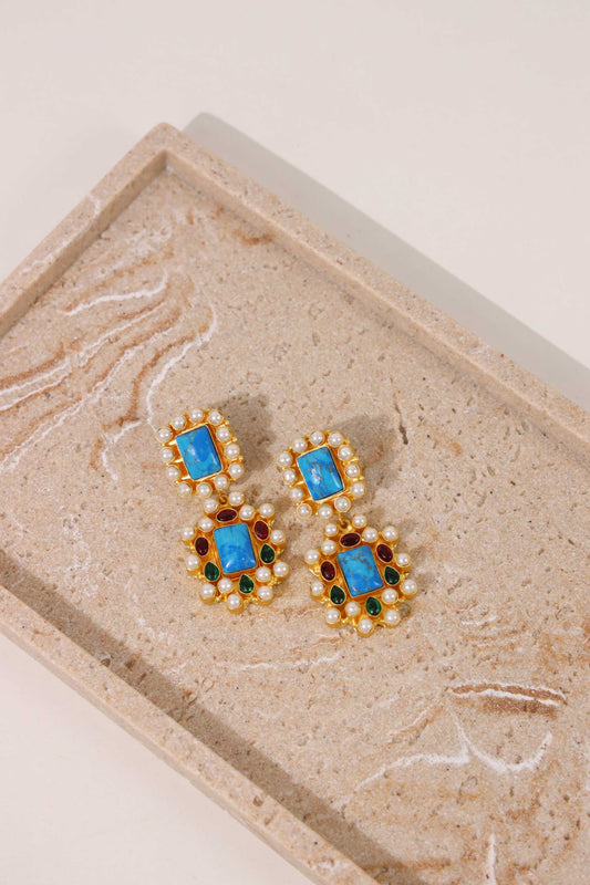 Darling Earring in Turquoise & Pearl