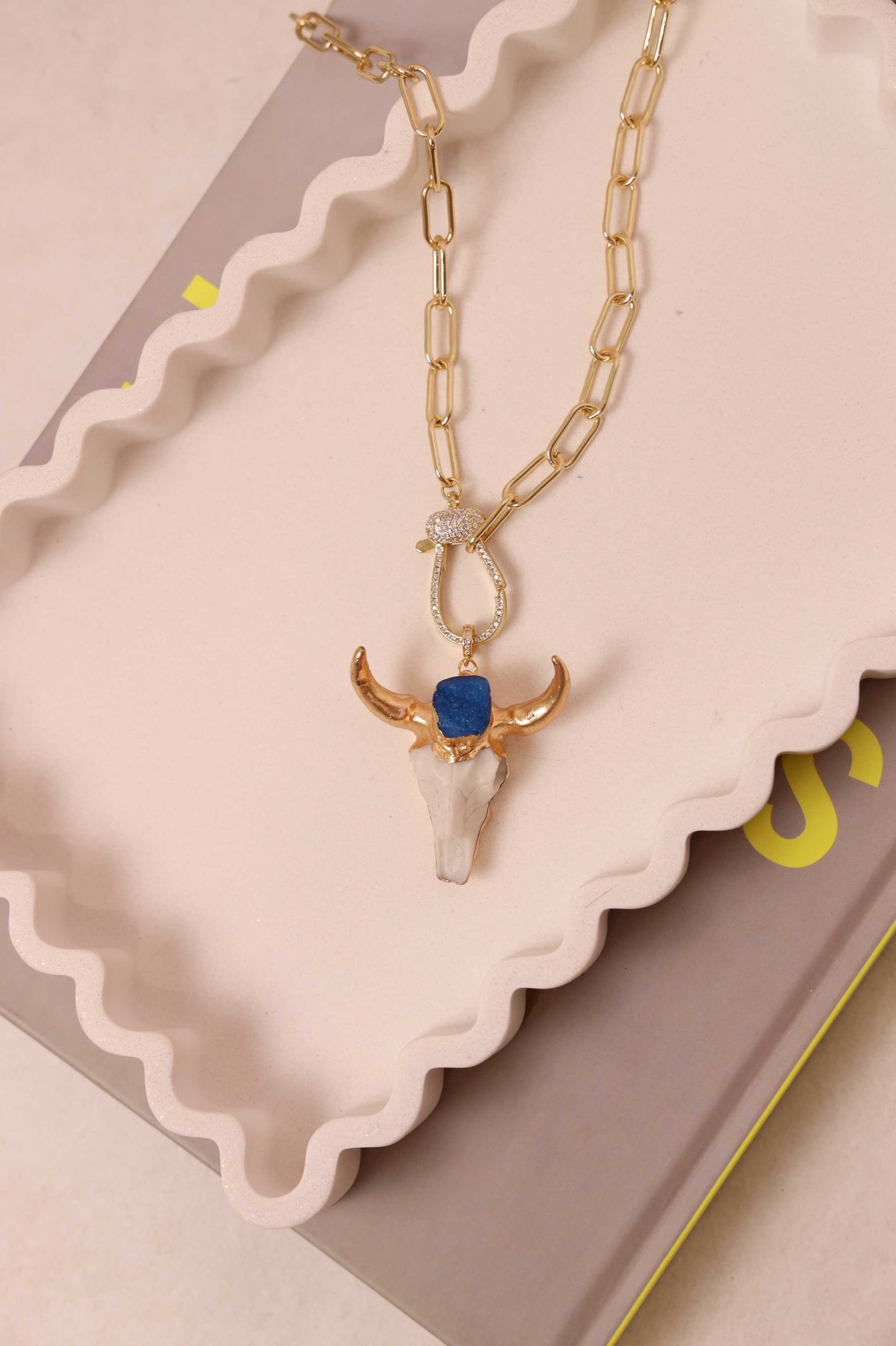 Bohemian Escapades Antler Necklace in Blue