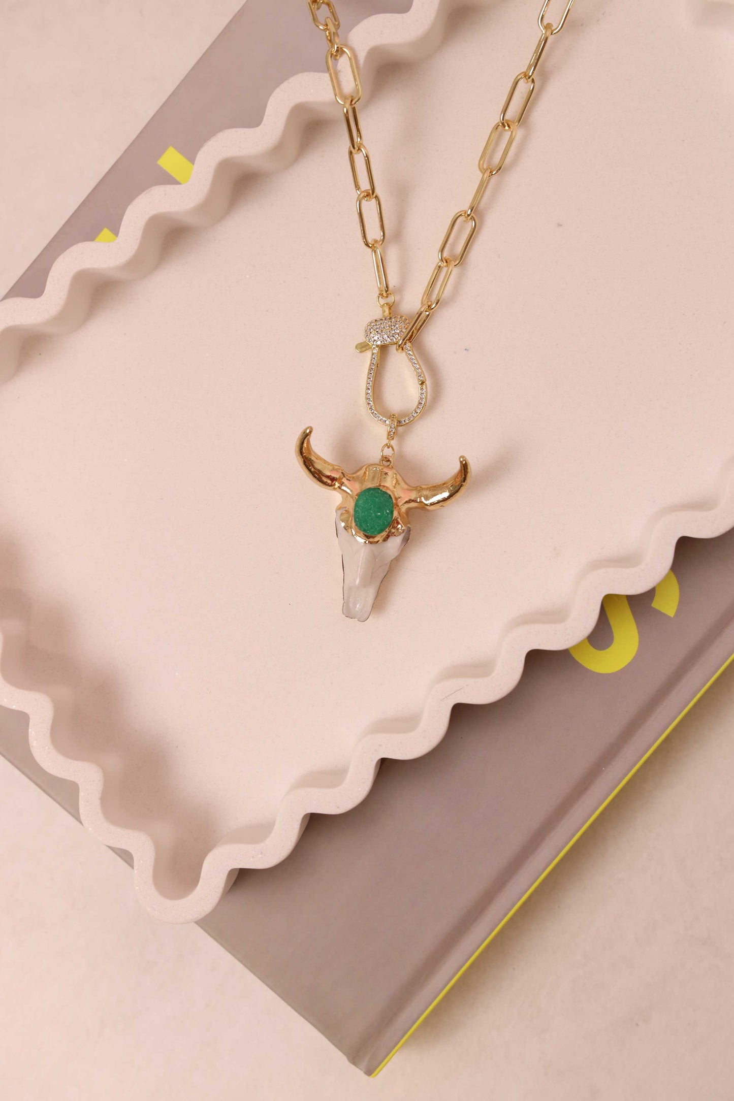 Bohemian Escapades Antler Necklace in Green