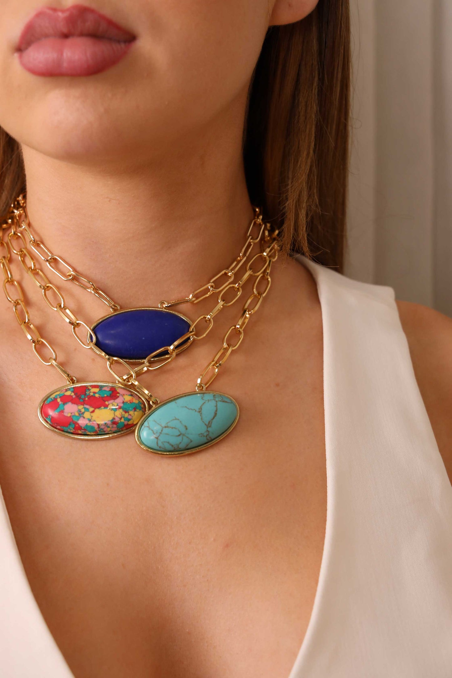 Sunlit Solace Necklace in Blue Stone