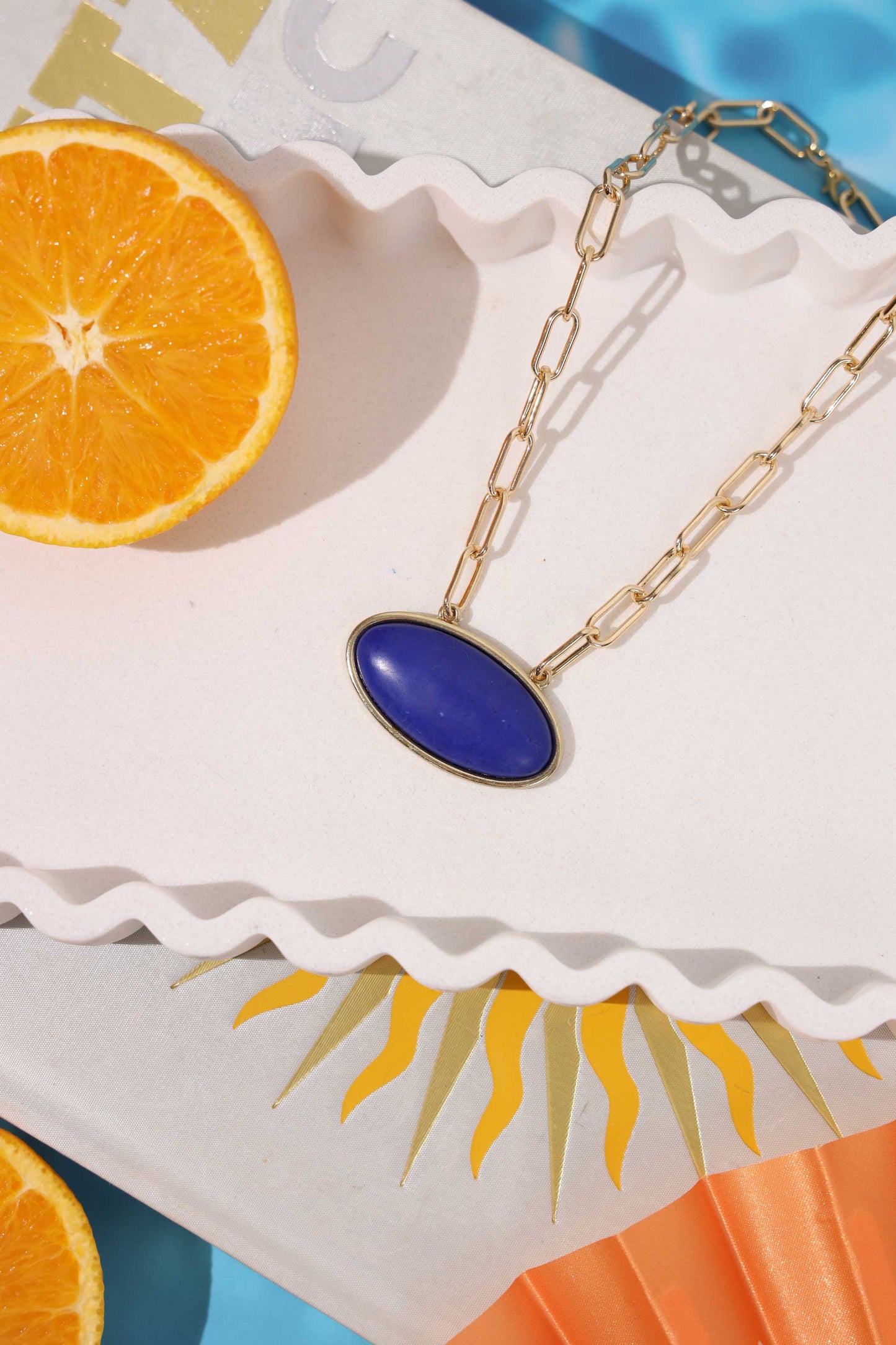 Sunlit Solace Necklace in Blue Stone