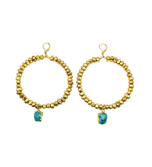 Azure Drop Hoop Earrings