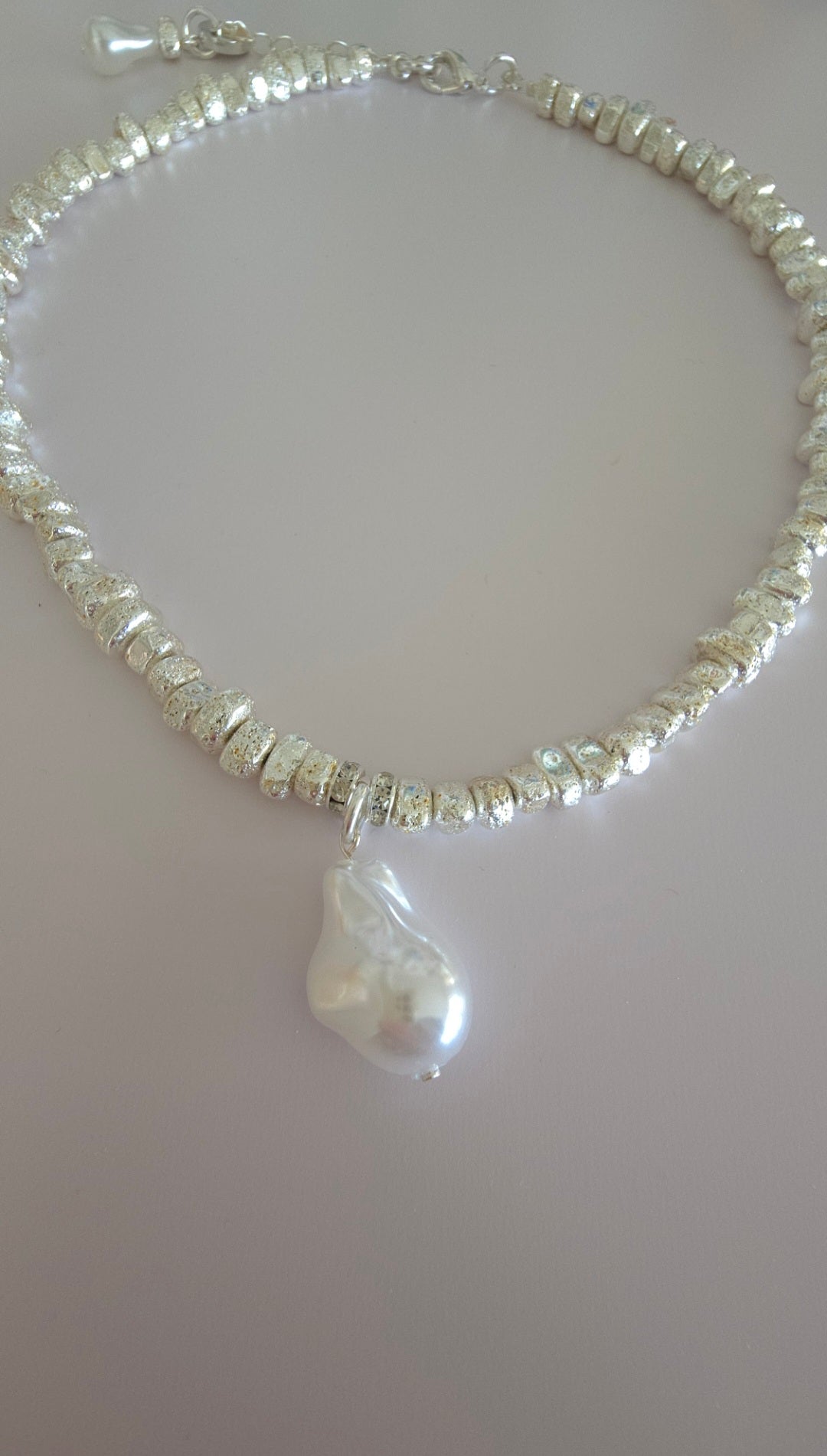 Amalfi Pearl Drop Silver Necklace