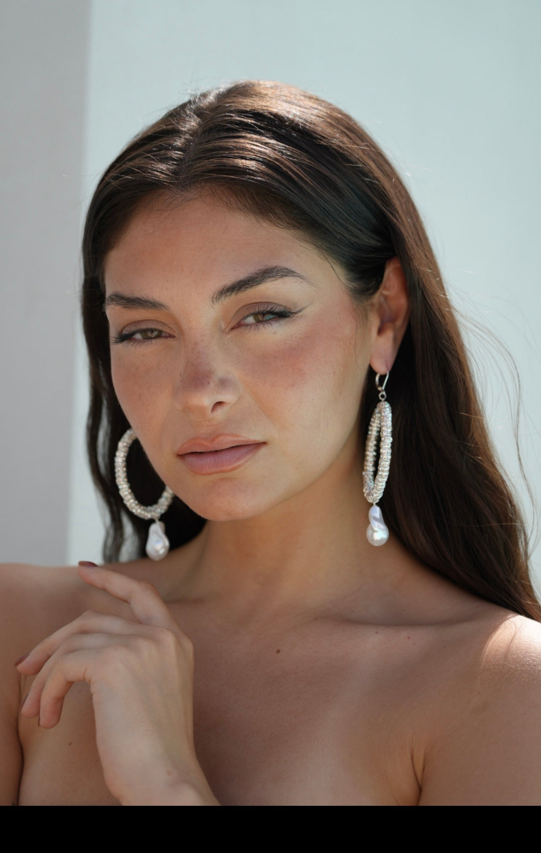 Luna Crystal Silver Hoops