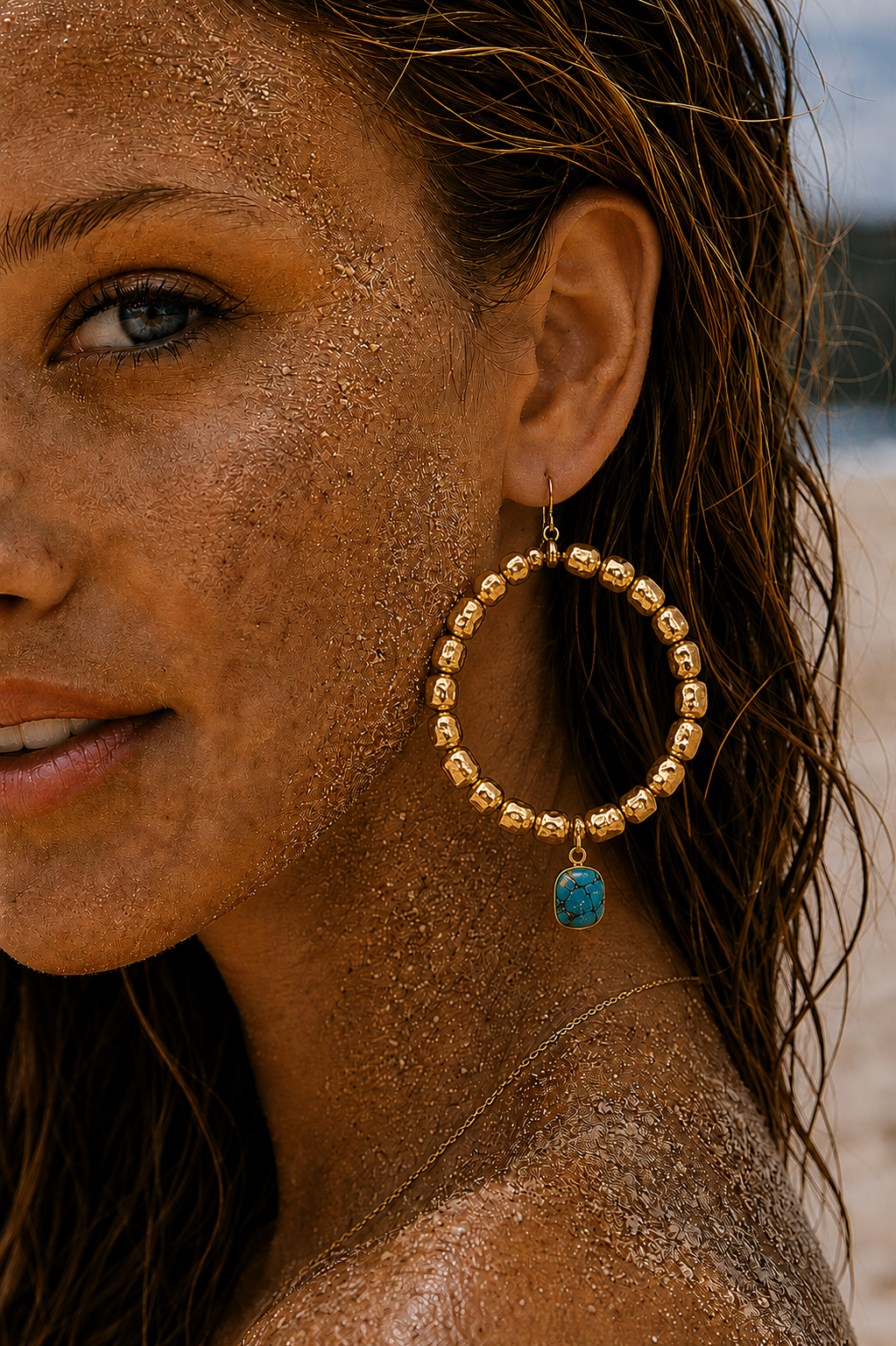 Azure Drop Hoop Earrings