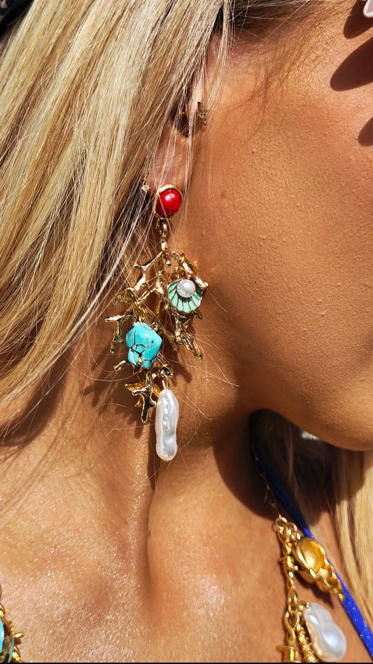 Sunset Reef Coral Earrings