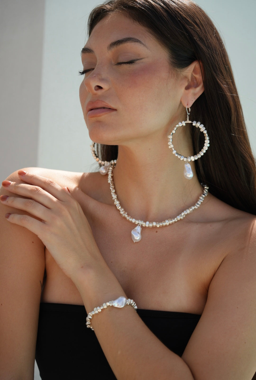 Amalfi Soleil Silver Hoop Earrings