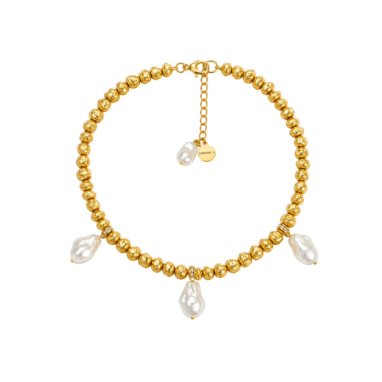 Amalfi Waters Triple Pearl Gold Necklace