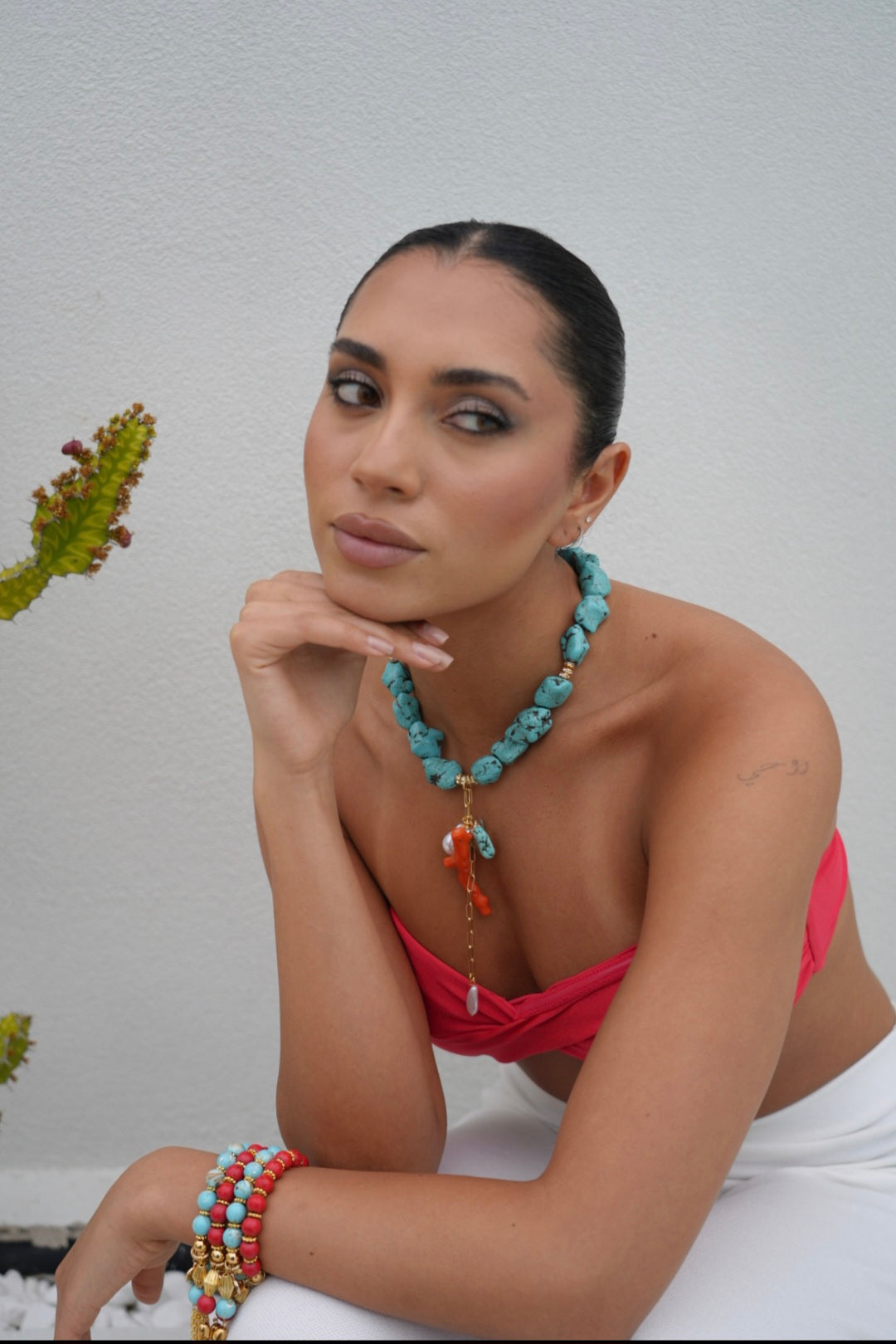 Capri Mare Turquoise Statement Gold Necklace