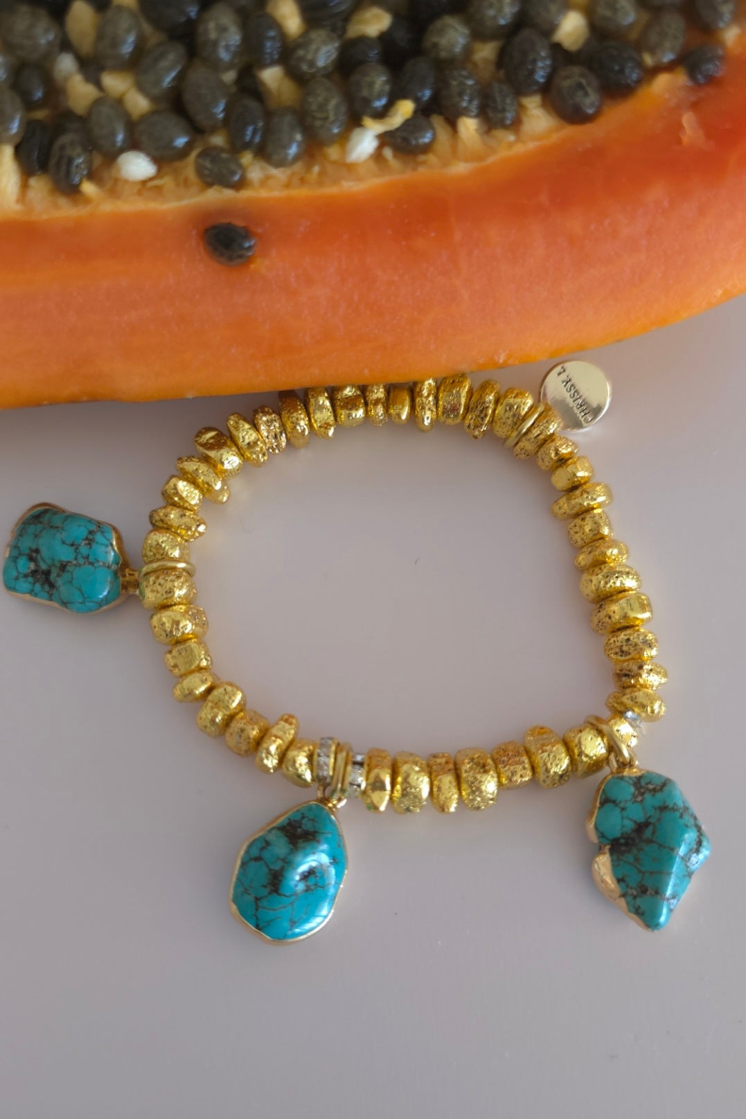Amalfi Waters Gold and Turquoise Drop Bracelet