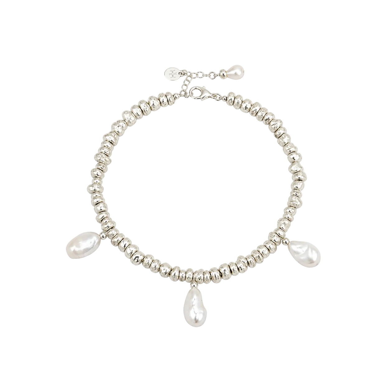 Amalfi Waters Triple Pearl Necklace Silver