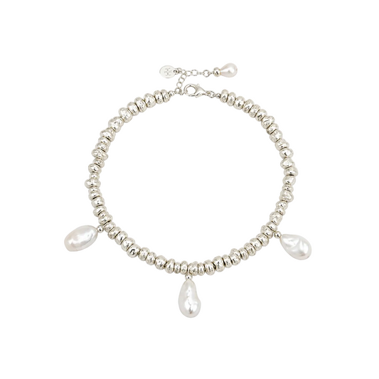 Amalfi Waters Triple Pearl Necklace Silver