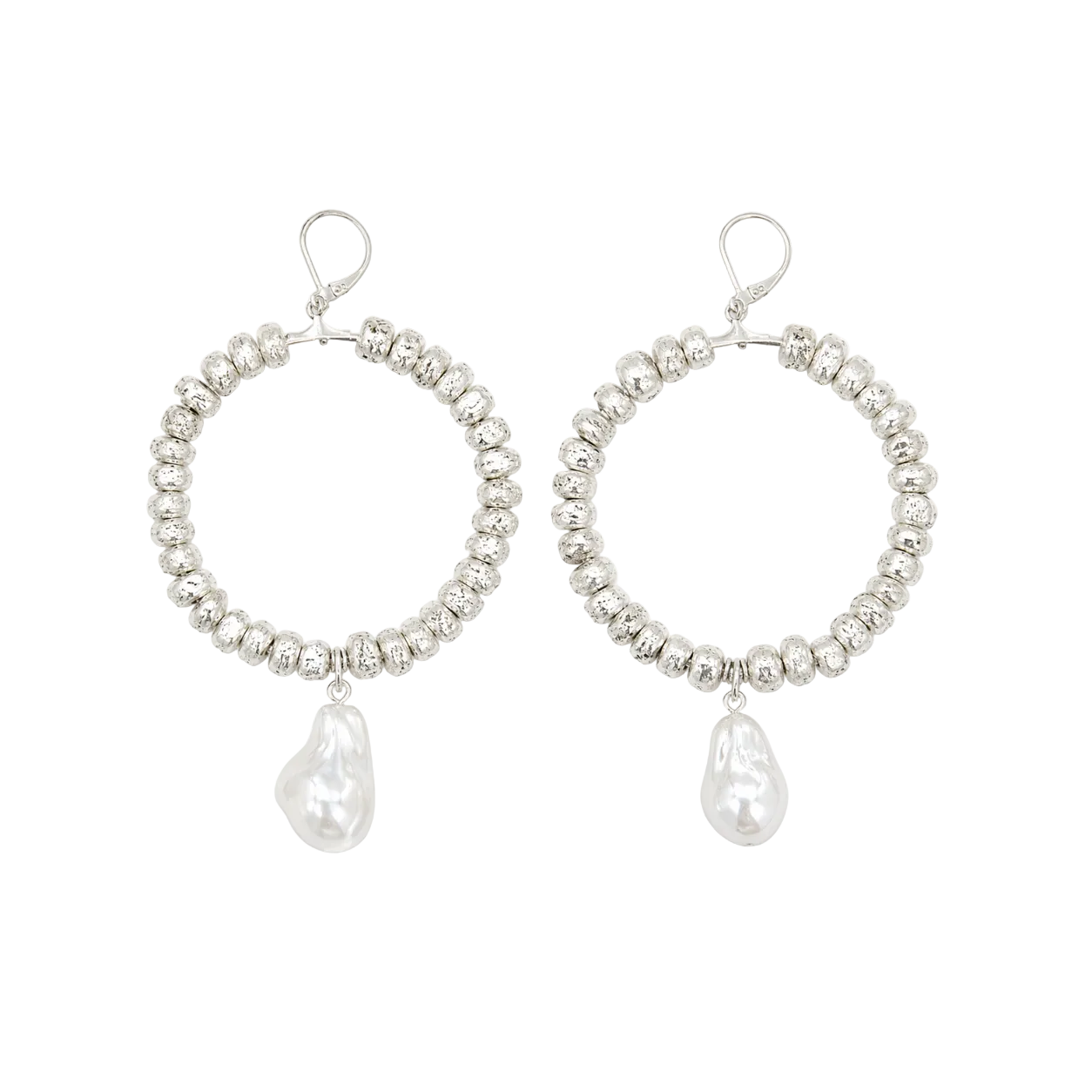 Amalfi Soleil Silver and Pearl Hoop Earrings