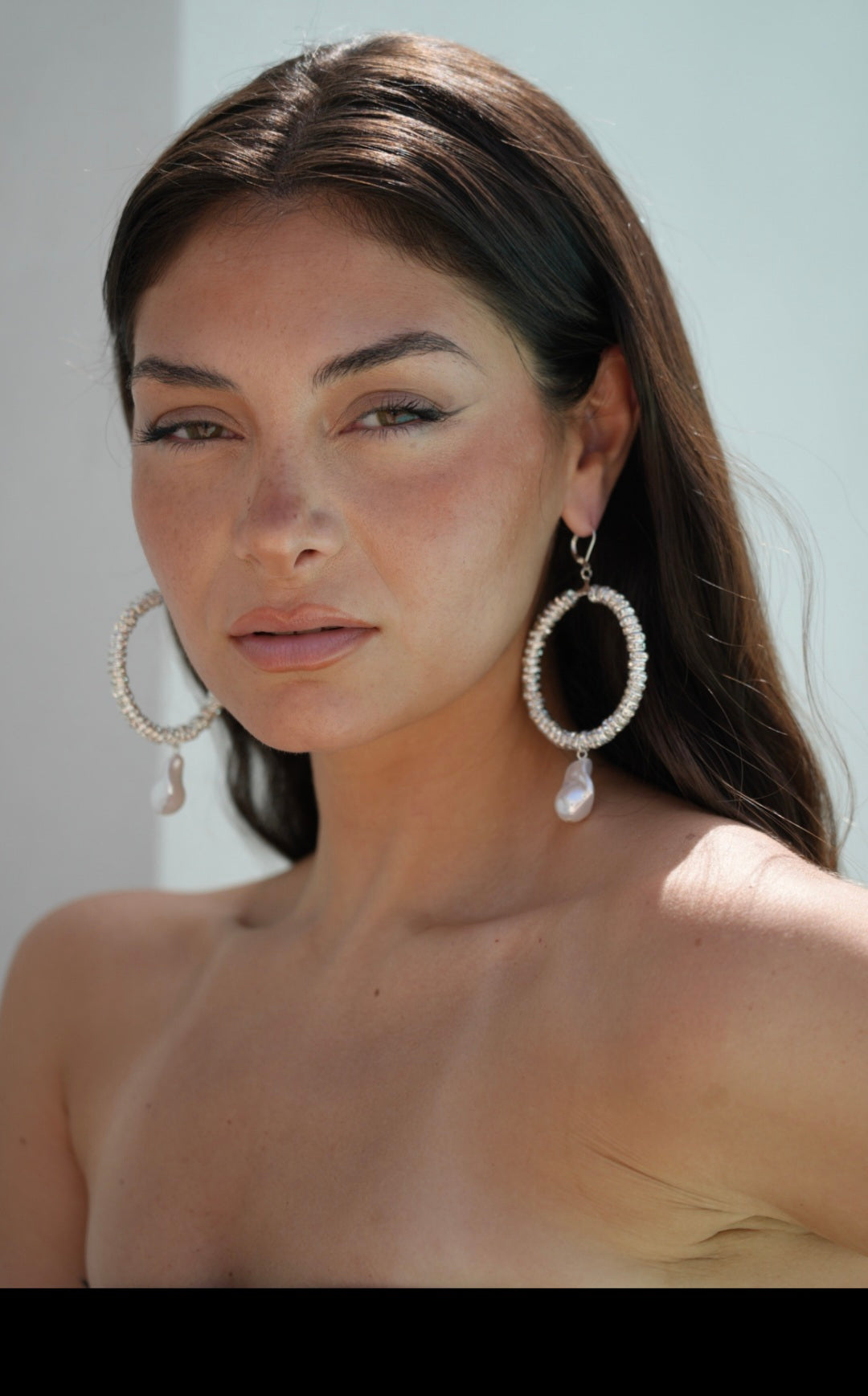 Luna Crystal Silver Hoops