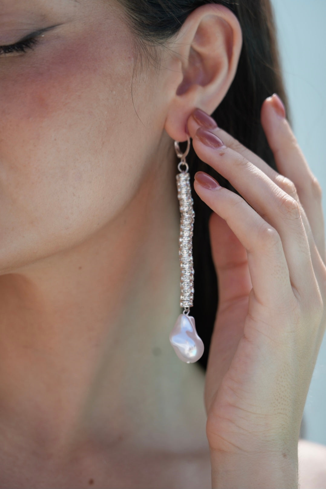 Golden Hour Crystal Silver Duster Earrings