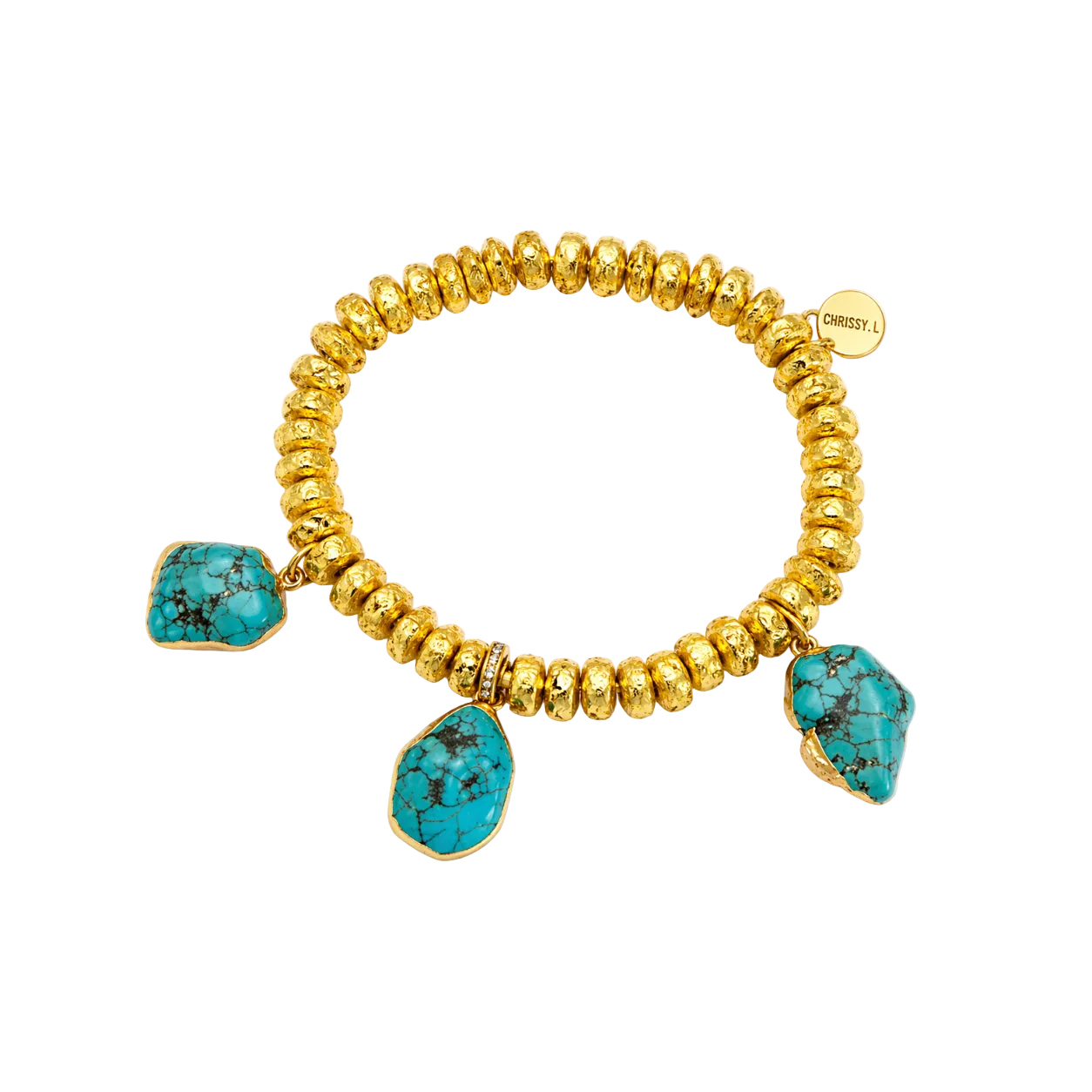 Amalfi Waters Gold and Turquoise Drop Bracelet