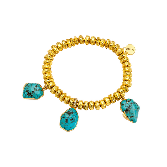 Amalfi Waters Gold and Turquoise Drop Bracelet