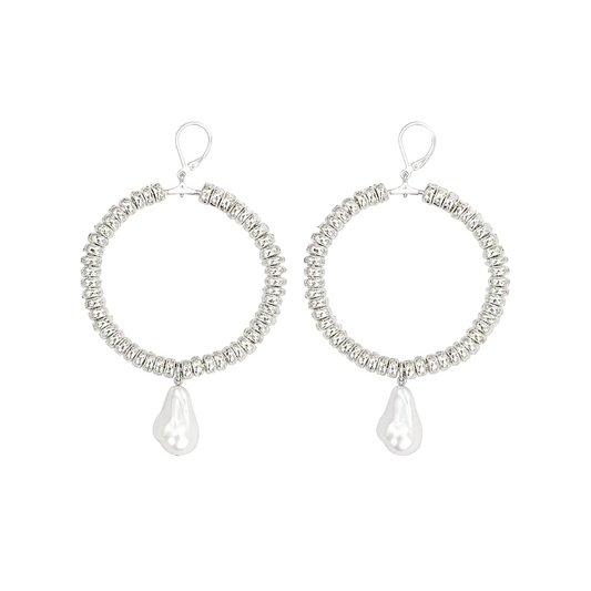 Luna Crystal Silver Hoops