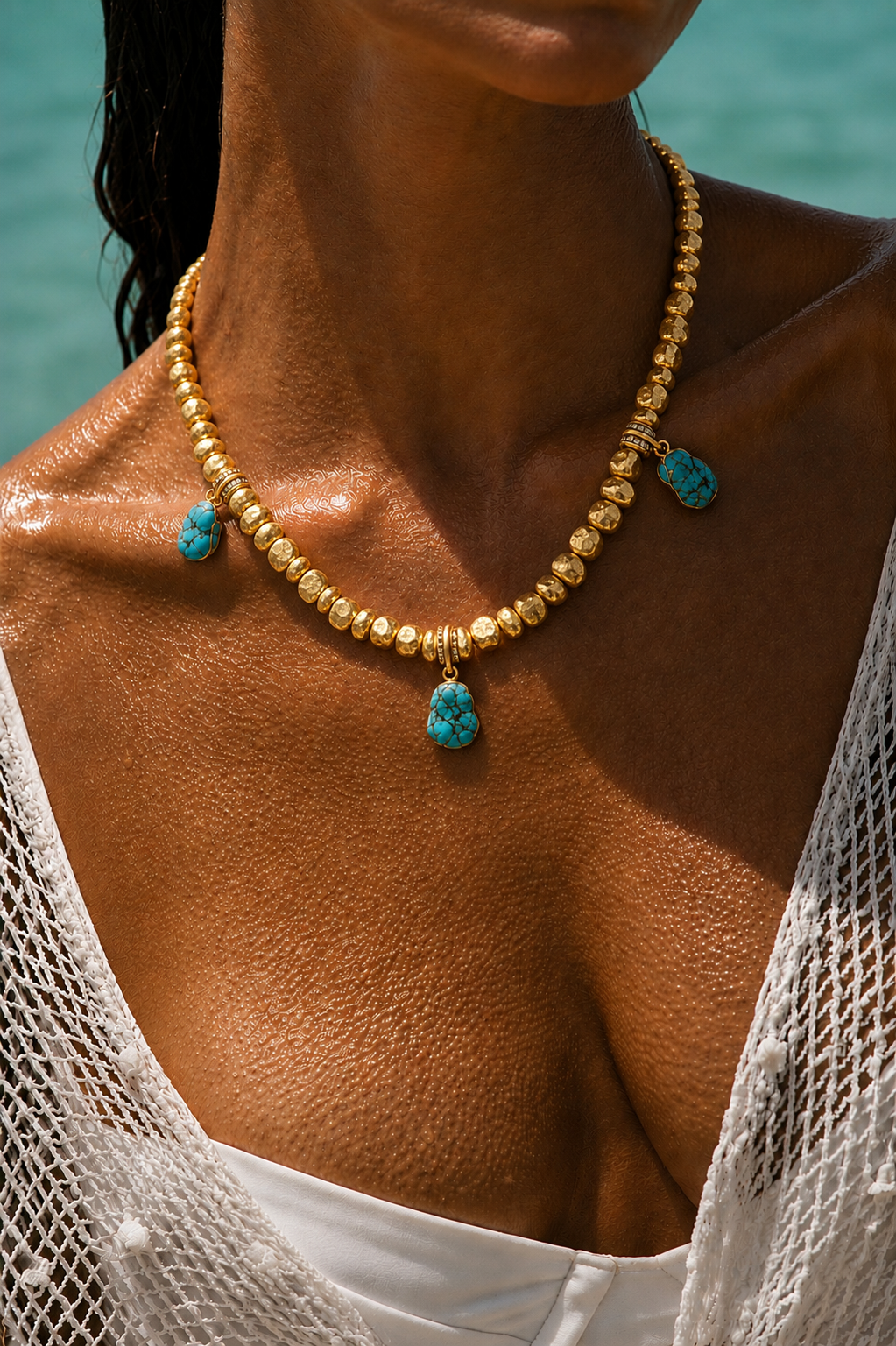 Amalfi Waters Gold and Turquoise Necklace
