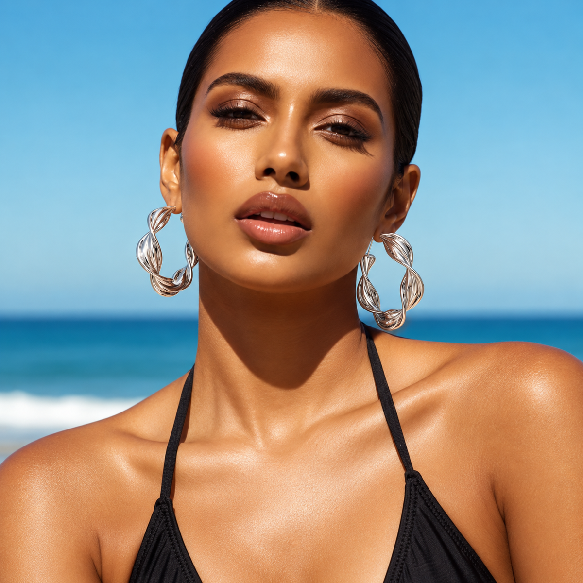 Bianca Twist Hoop Earrings Silver