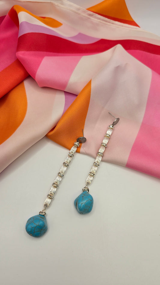 AMALFI TURQUOISE & SILVER COLUMN EARRINGS