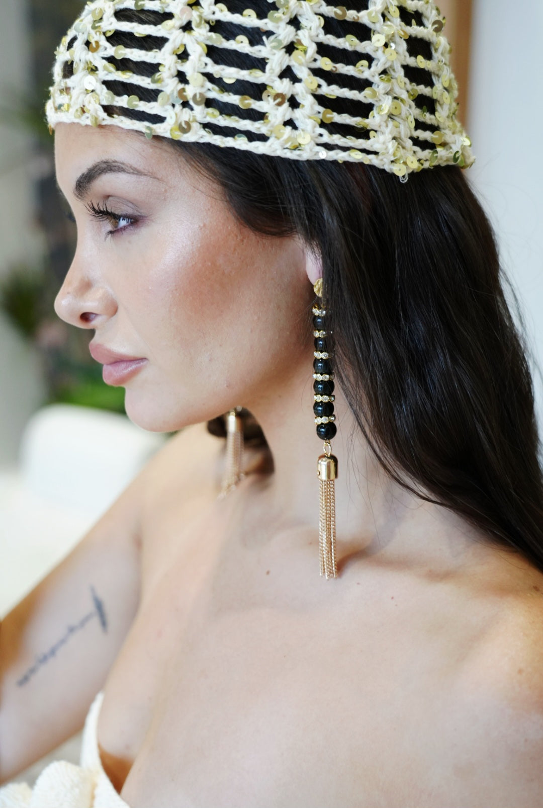 Monaco Black Fringe Earrings