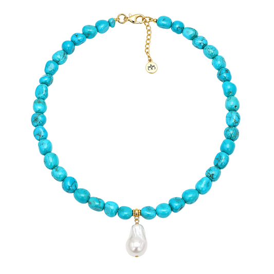 Amalfi Turquoise and Pearl Micro Necklace