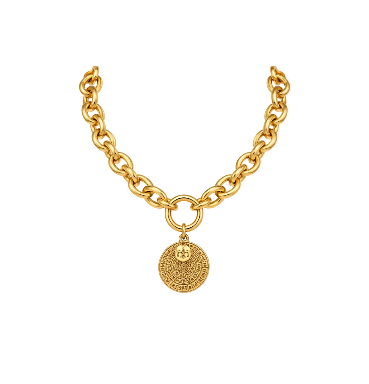 Cruz Charm Coin Chain Necklace